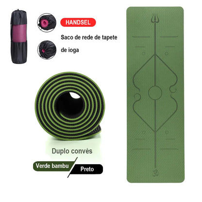 Tapete para ginástica com camada dupla antiderrapante com linha de posição