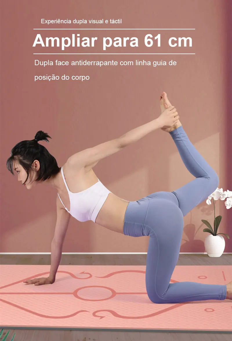 Tapete para ginástica com camada dupla antiderrapante com linha de posição
