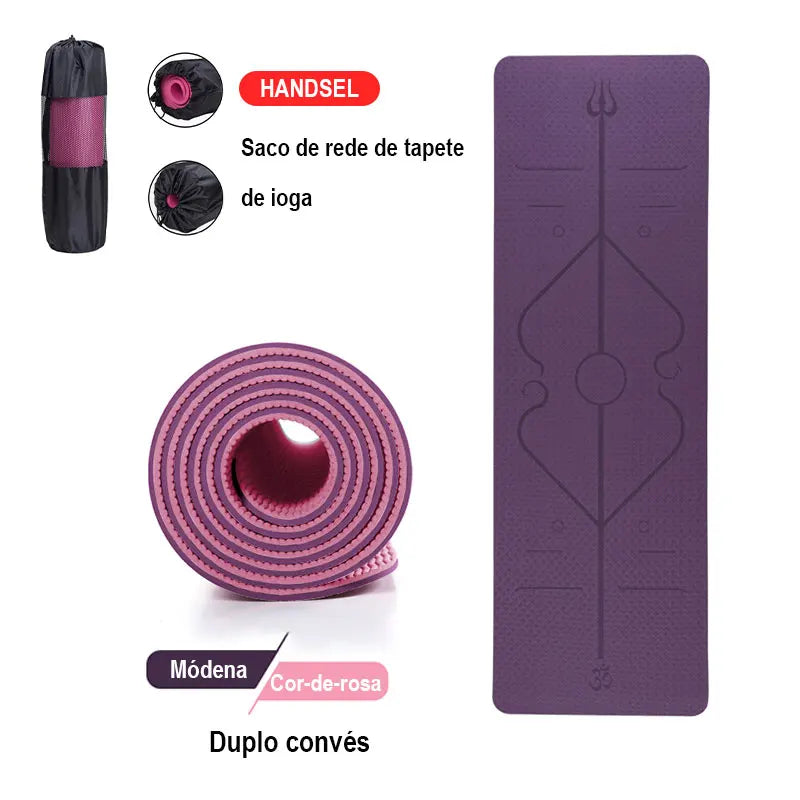 Tapete para ginástica com camada dupla antiderrapante com linha de posição