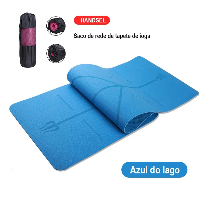 Tapete para ginástica com camada dupla antiderrapante com linha de posição